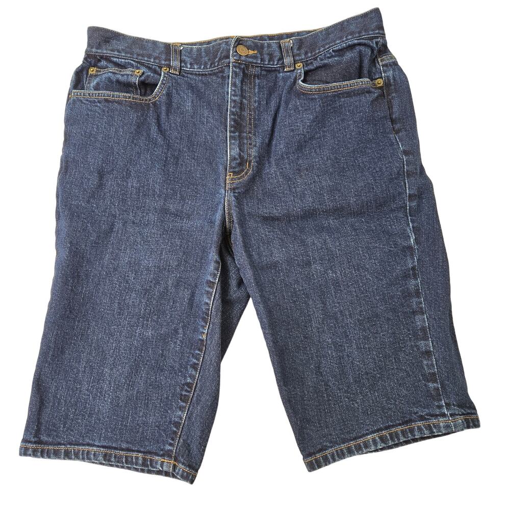 Lauren Jeans Company Women's Denim Bermuda Shorts size 12 Dark Wash